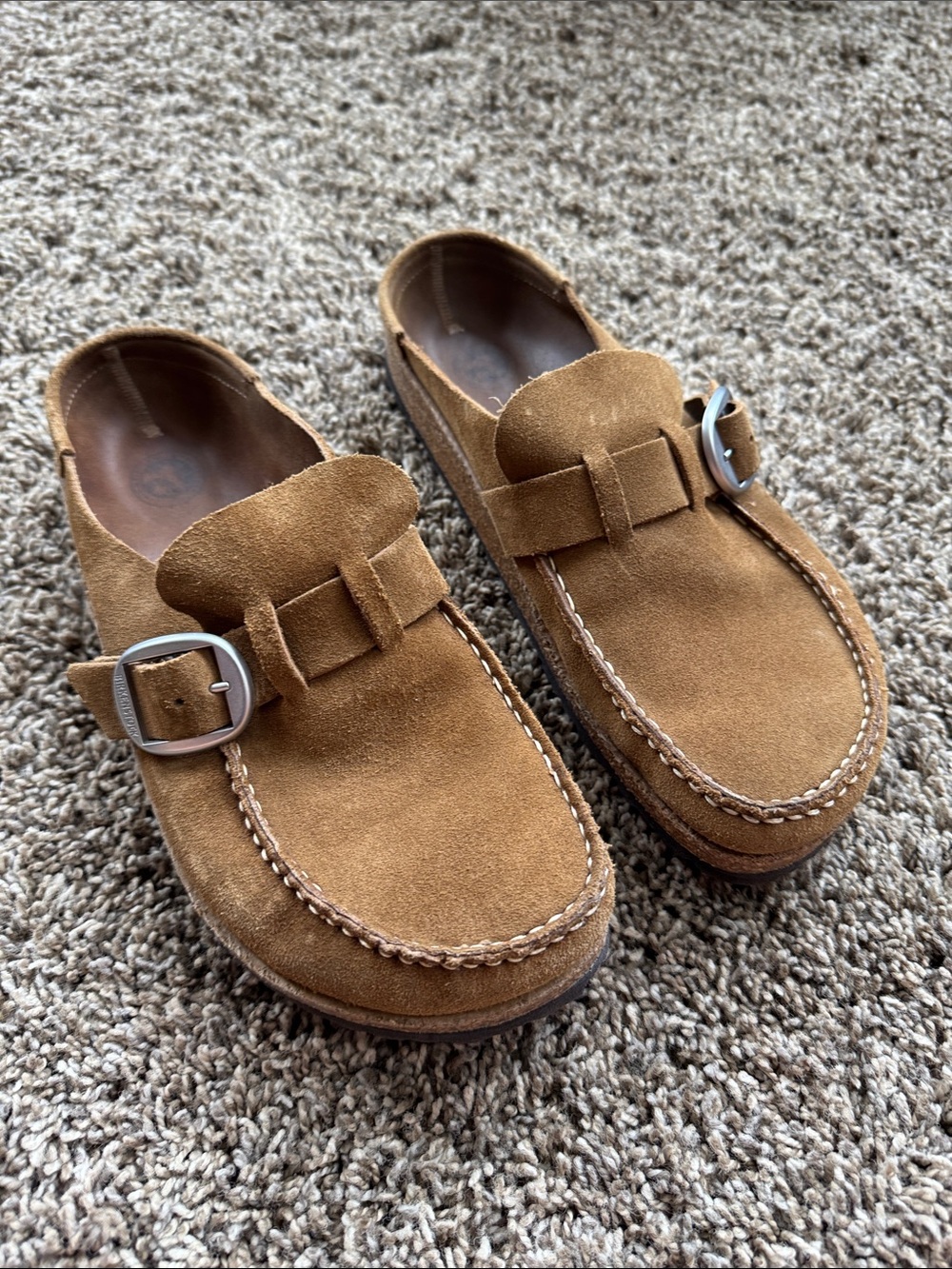 Women’s Birk Suede Buckle Moccasin Loafers - Tan